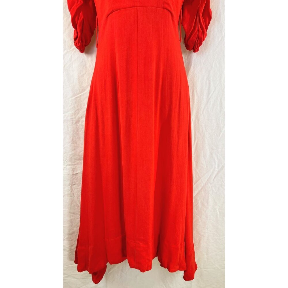 Nicholas Red Gathered Sleeve Midi Dress $698 - Picture 4 of 12